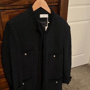Mango Black Textured Women's Jacket